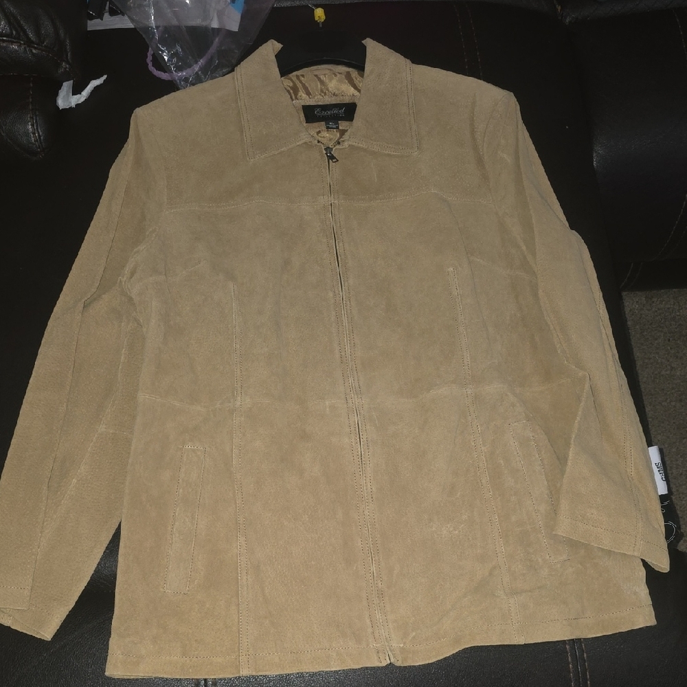 Suede Zip-Front Jacket - Tan